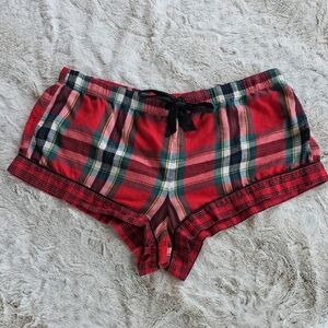 Victoria's Secret Red Multicolor Plaid Pajama Top